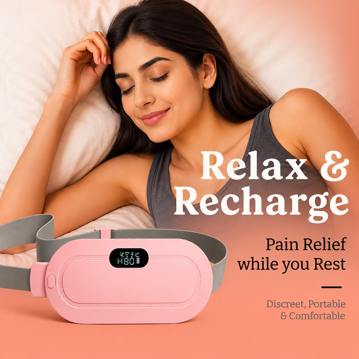 Woman using Period Cramp Massager